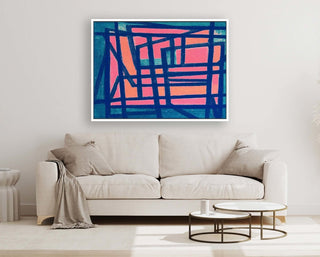 Blocked Entry framed horizontal large canvas wall art piece for sale at Vybe Interior