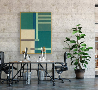 Container Stacking 1 framed horizontal canvas wall art piece for sale at Vybe Interior