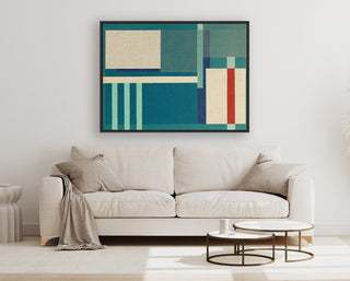 Container Stacking 2 framed horizontal canvas wall art piece for sale at Vybe Interior