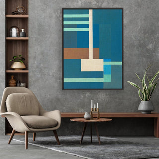 Container Stacking 3 framed vertical canvas wall art piece for sale at Vybe Interior