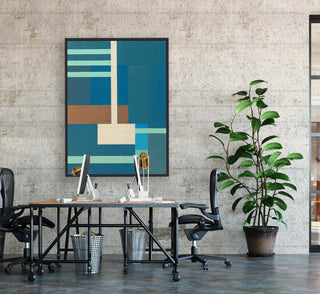 Container Stacking 3 framed horizontal canvas wall art piece for sale at Vybe Interior