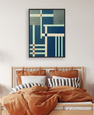 Container Stacking 4 framed vertical canvas wall art piece for sale at Vybe Interior