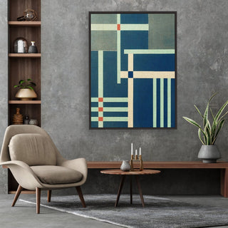 Container Stacking 4 framed vertical canvas wall art piece for sale at Vybe Interior