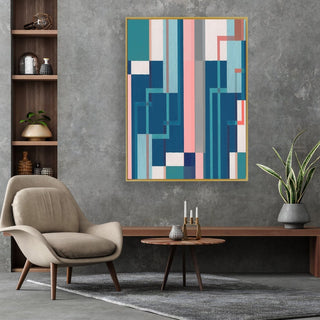 Exposed Pipes 2 framed vertical canvas wall art piece for sale at Vybe Interior