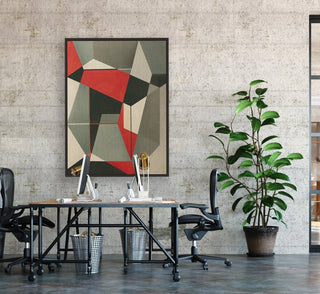 Geometric Fox framed vertical canvas wall art piece for sale at Vybe Interior