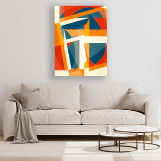 Geometric Joy framed horizontal large canvas wall art piece for sale at Vybe Interior