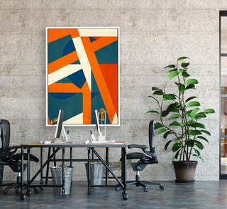 Geometric Solution framed horizontal canvas wall art piece for sale at Vybe Interior