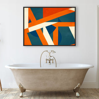 Geometric Solution framed vertical large canvas wall art piece for sale at Vybe Interior