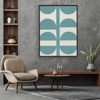 Half Circles 1 framed vertical canvas wall art piece for sale at Vybe Interior