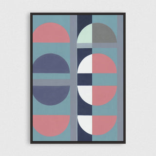 Half Circles 3 framed horizontal canvas wall art piece for sale at Vybe Interior