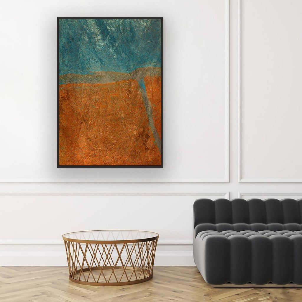 Mystic River 1 framed vertical canvas wall art piece for sale at Vybe Interior