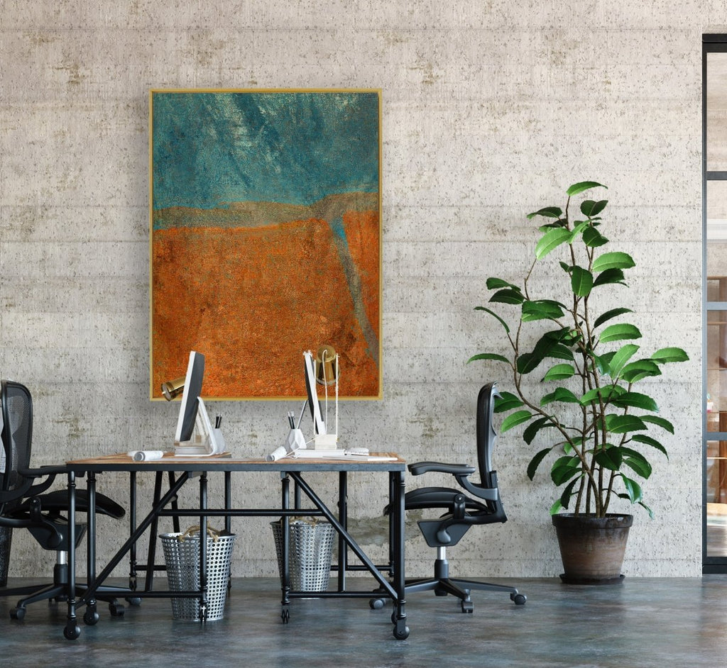 Mystic River 1 framed vertical canvas wall art piece for sale at Vybe Interior