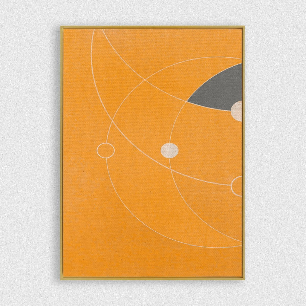 Orbiting 1 framed horizontal canvas wall art piece for sale at Vybe Interior