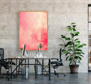 Pink Brightness framed vertical canvas wall art piece for sale at Vybe Interior