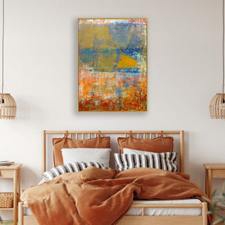 Spotted Paths framed vertical large canvas wall art piece for sale at Vybe Interior