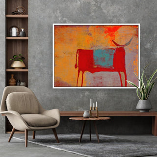 Toro Rojo framed abstract canvas wall art piece for sale at Vybe Interior