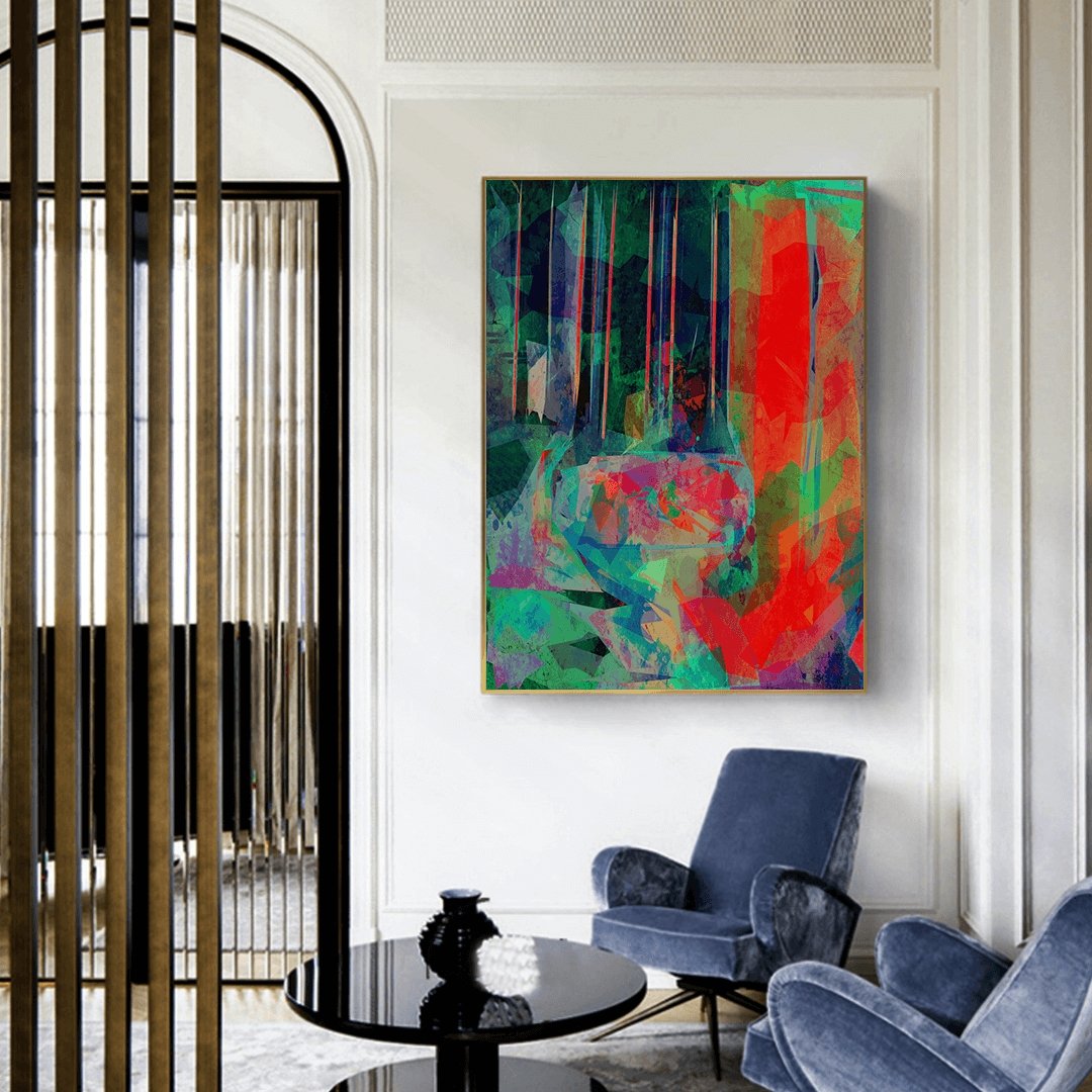 Abstract Seasons framed vertical canvas wall art piece for sale at Vybe Interior
