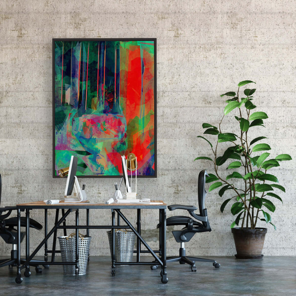 Abstract Seasons framed vertical canvas wall art piece for sale at Vybe Interior