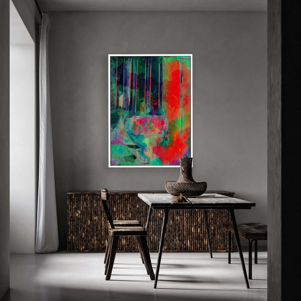 Abstract Seasons framed vertical canvas wall art piece for sale at Vybe Interior