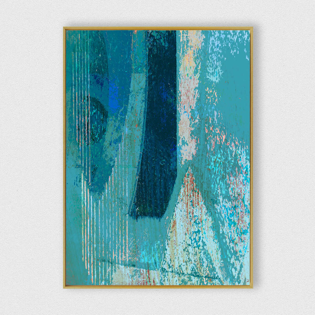 All the Blues framed horizontal canvas wall art piece for sale at Vybe Interior