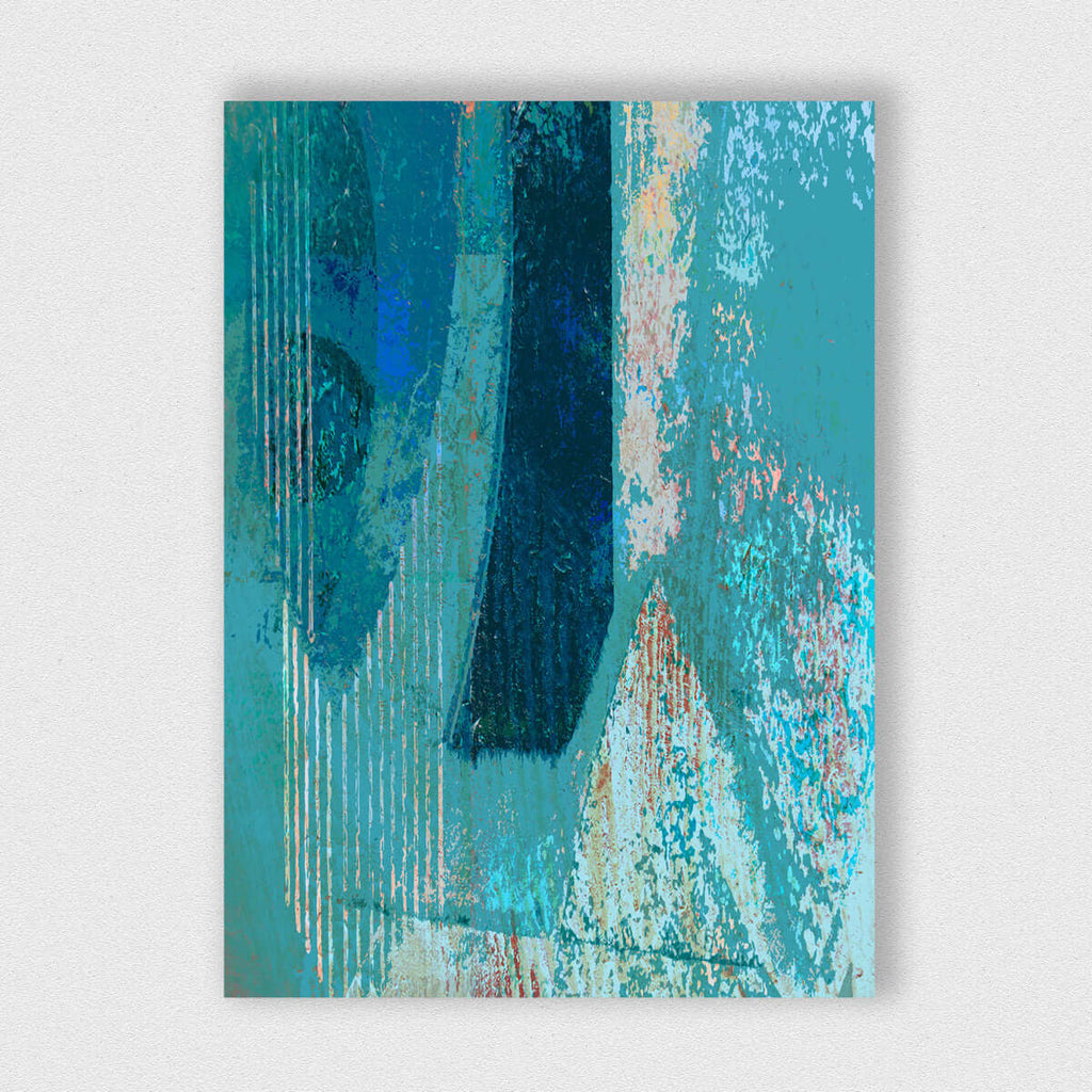 All the Blues framed vertical large canvas wall art piece for sale at Vybe Interior