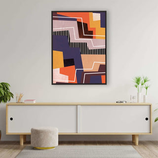 Blocking Colors framed vertical canvas wall art piece for sale at Vybe Interior