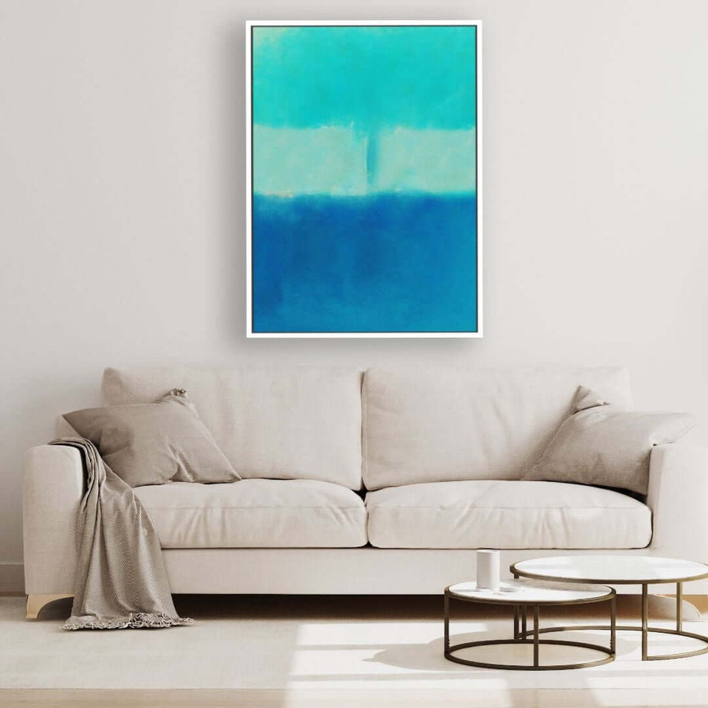 Blue Film framed vertical canvas wall art piece for sale at Vybe Interior