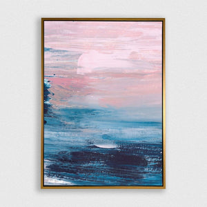Blushing framed vertical canvas wall art piece for sale at Vybe Interior
