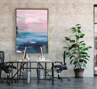 Blushing framed horizontal canvas wall art piece for sale at Vybe Interior