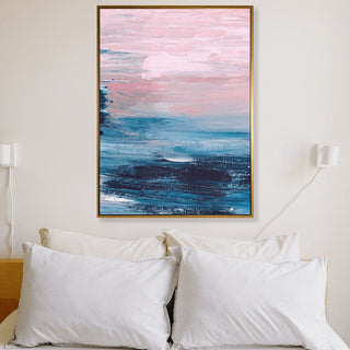 Blushing framed vertical canvas wall art piece for sale at Vybe Interior