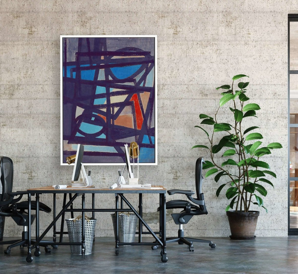 Booby Trap framed vertical large canvas wall art piece for sale at Vybe Interior