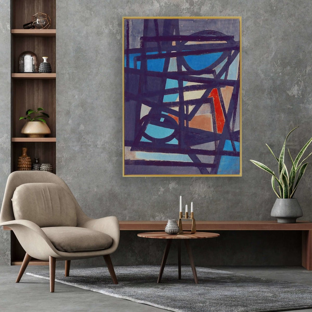 Booby Trap framed vertical canvas wall art piece for sale at Vybe Interior