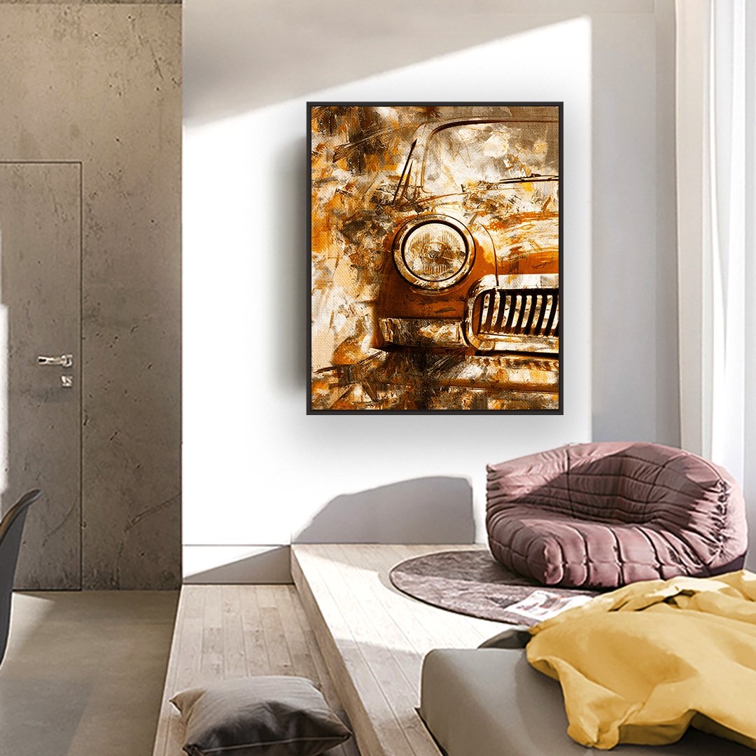 Car Wash 2 framed vertical canvas wall art piece for sale at Vybe Interior