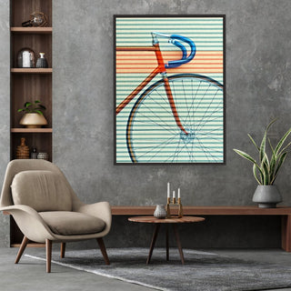 Classic Bicycle framed vertical canvas wall art piece for sale at Vybe Interior