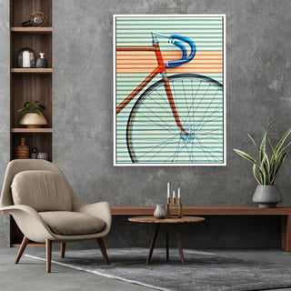 Classic Bicycle framed vertical large canvas wall art piece for sale at Vybe Interior