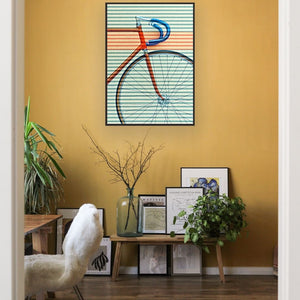Classic Bicycle framed vertical canvas wall art piece for sale at Vybe Interior