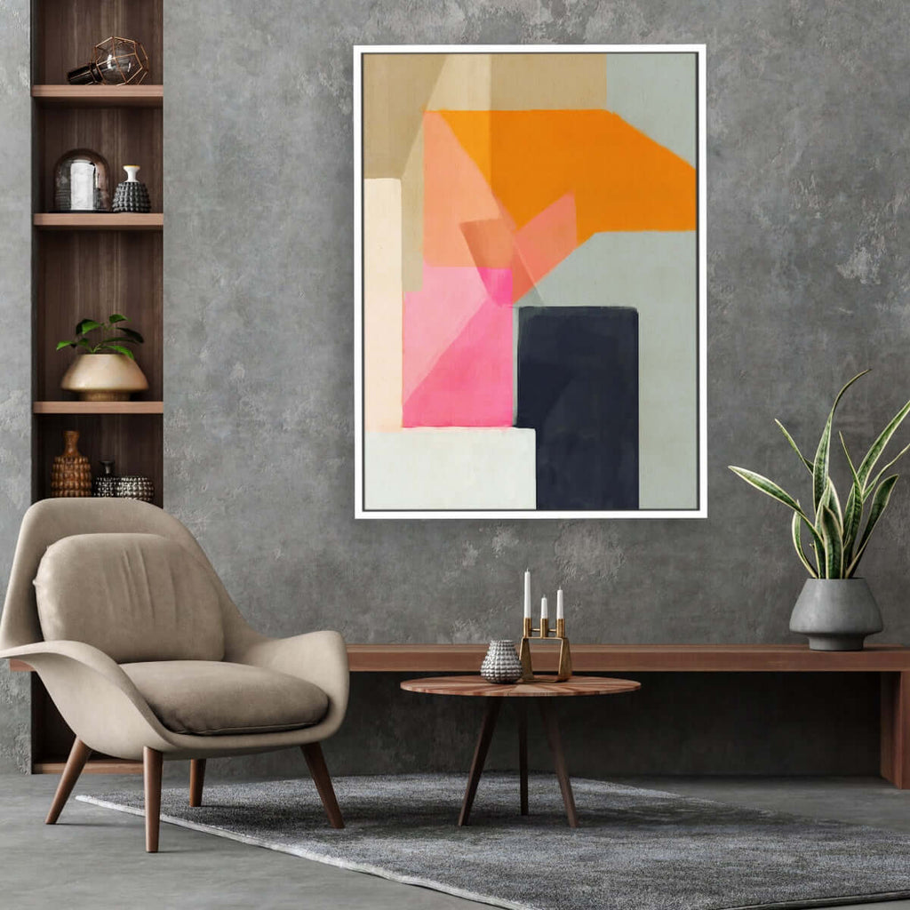 Color Bump 4 framed vertical canvas wall art piece for sale at Vybe Interior