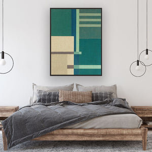 Container Stacking 1 framed vertical canvas wall art piece for sale at Vybe Interior