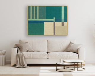 Container Stacking 1 framed vertical canvas wall art piece for sale at Vybe Interior
