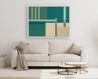 Container Stacking 1 framed vertical large canvas wall art piece for sale at Vybe Interior