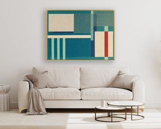 Container Stacking 2 framed horizontal canvas wall art piece for sale at Vybe Interior