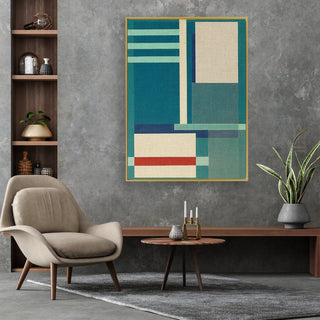 Container Stacking 2 framed vertical canvas wall art piece for sale at Vybe Interior