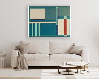 Container Stacking 2 framed horizontal large canvas wall art piece for sale at Vybe Interior