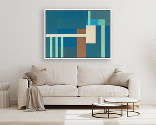 Container Stacking 3 framed vertical large canvas wall art piece for sale at Vybe Interior