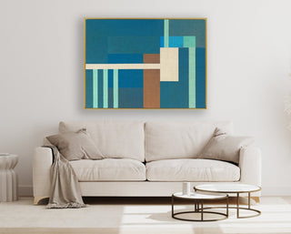 Container Stacking 3 framed vertical canvas wall art piece for sale at Vybe Interior