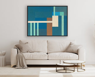 Container Stacking 3 framed vertical canvas wall art piece for sale at Vybe Interior