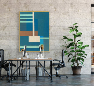Container Stacking 3 framed horizontal canvas wall art piece for sale at Vybe Interior
