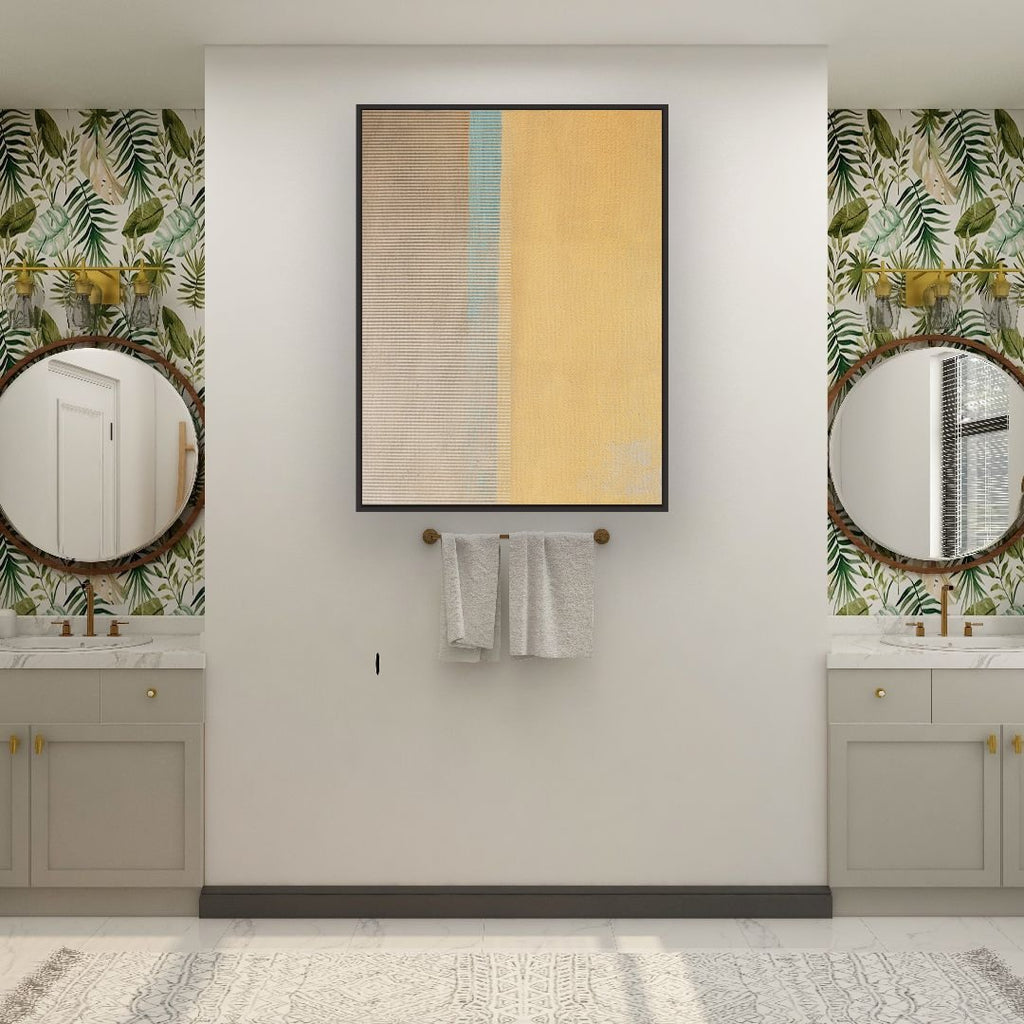 Cut Connections 3 framed vertical canvas wall art piece for sale at Vybe Interior