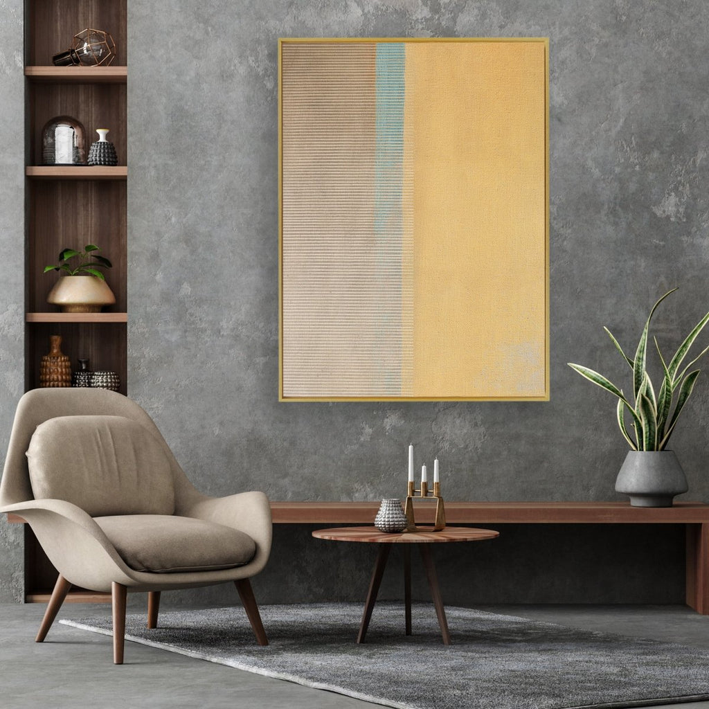 Cut Connections 3 framed vertical canvas wall art piece for sale at Vybe Interior