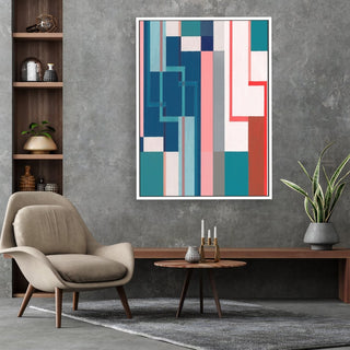 Exposed Pipes 1 framed vertical canvas wall art piece for sale at Vybe Interior